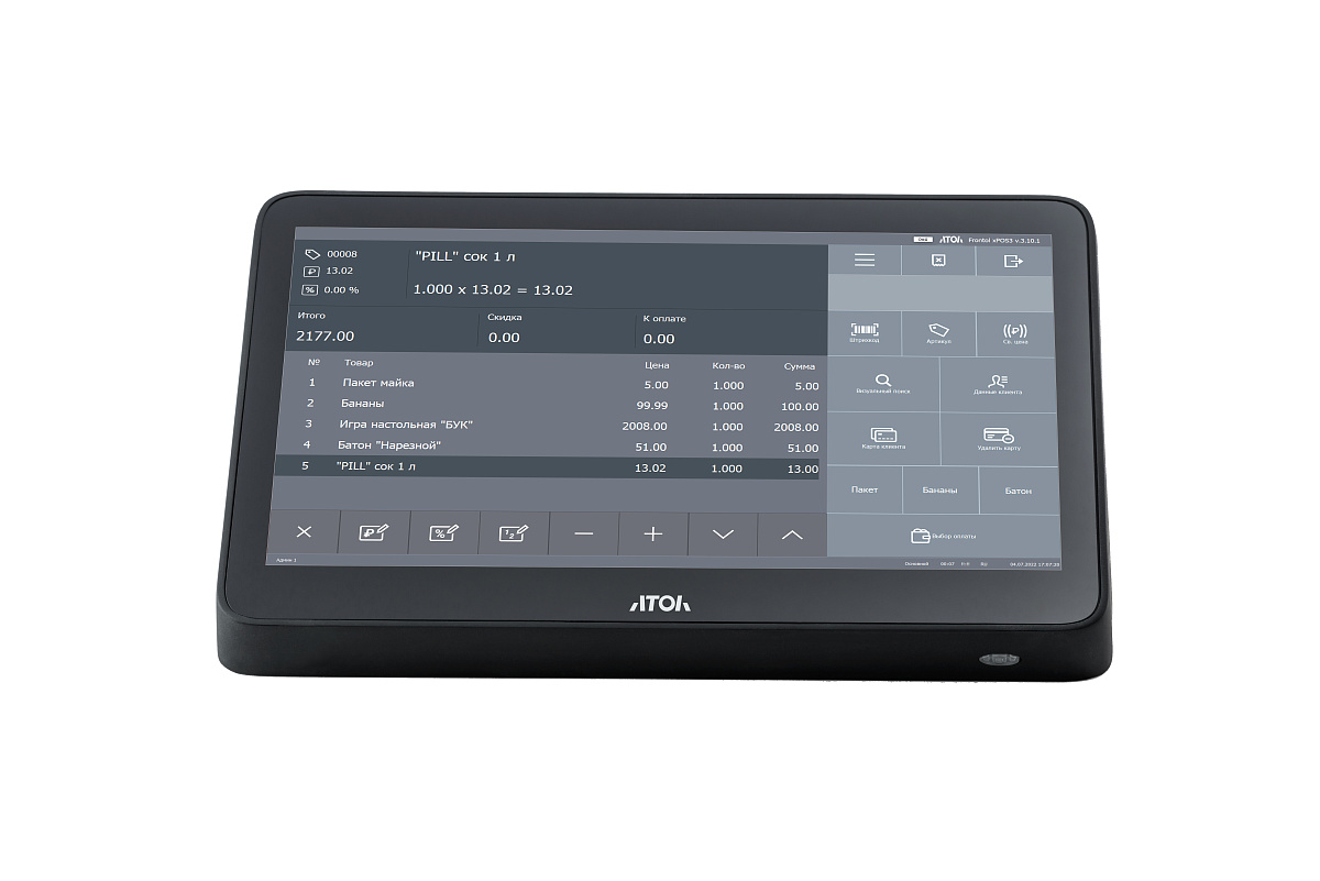 Сенсорный терминал АТОЛ Optima (11.6", J3455, 8 ГБ DDR3L, SSD 256 Гб M.2, без АКБ, без ОС). V7